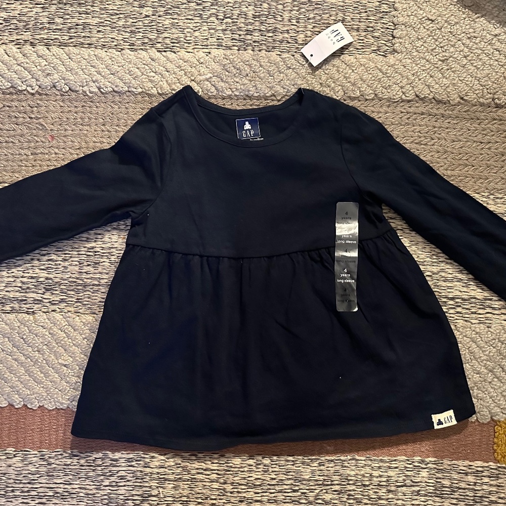 Navy Blue Long Sleeve Girls Shirt